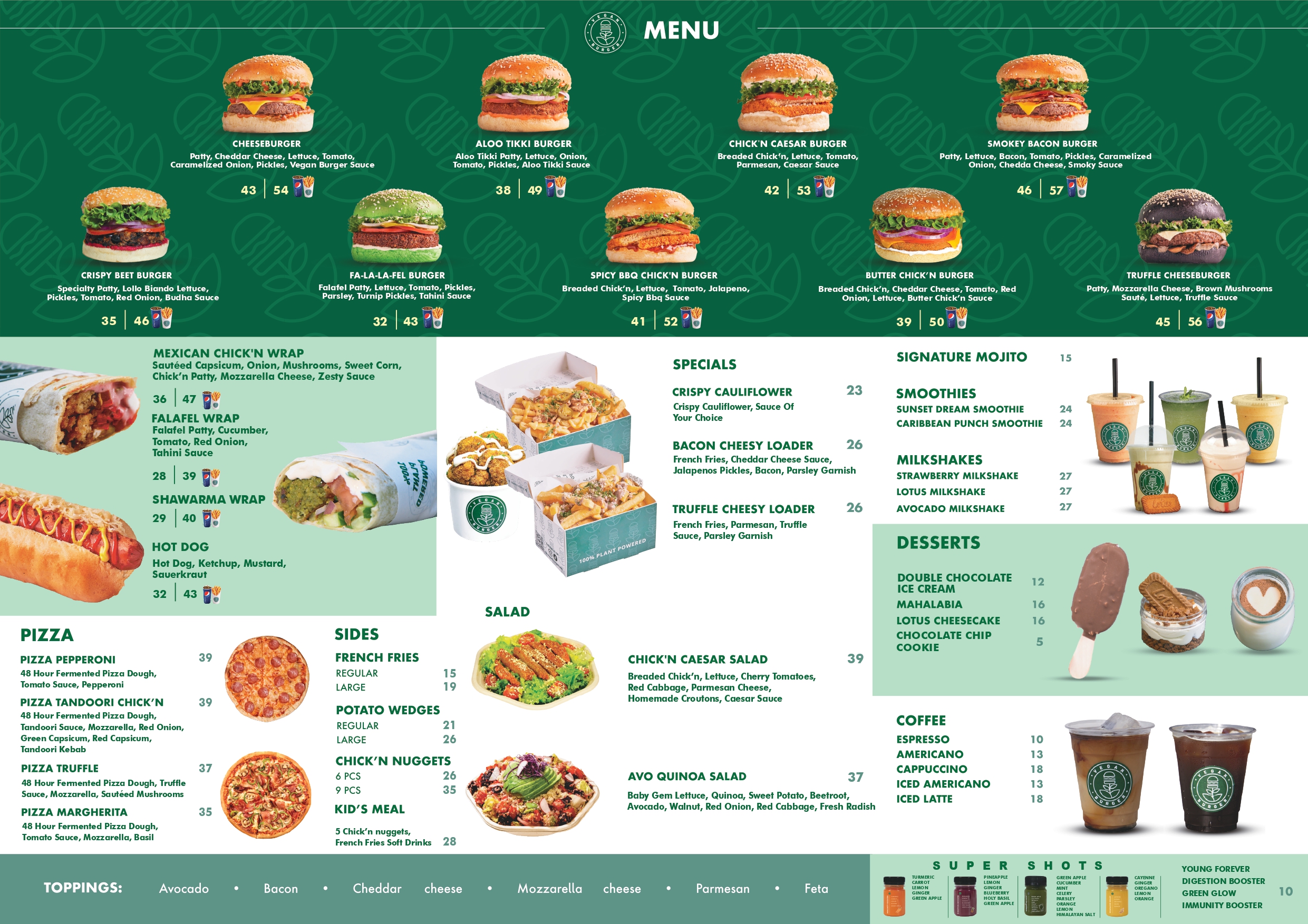 Vegan Burger Menu
